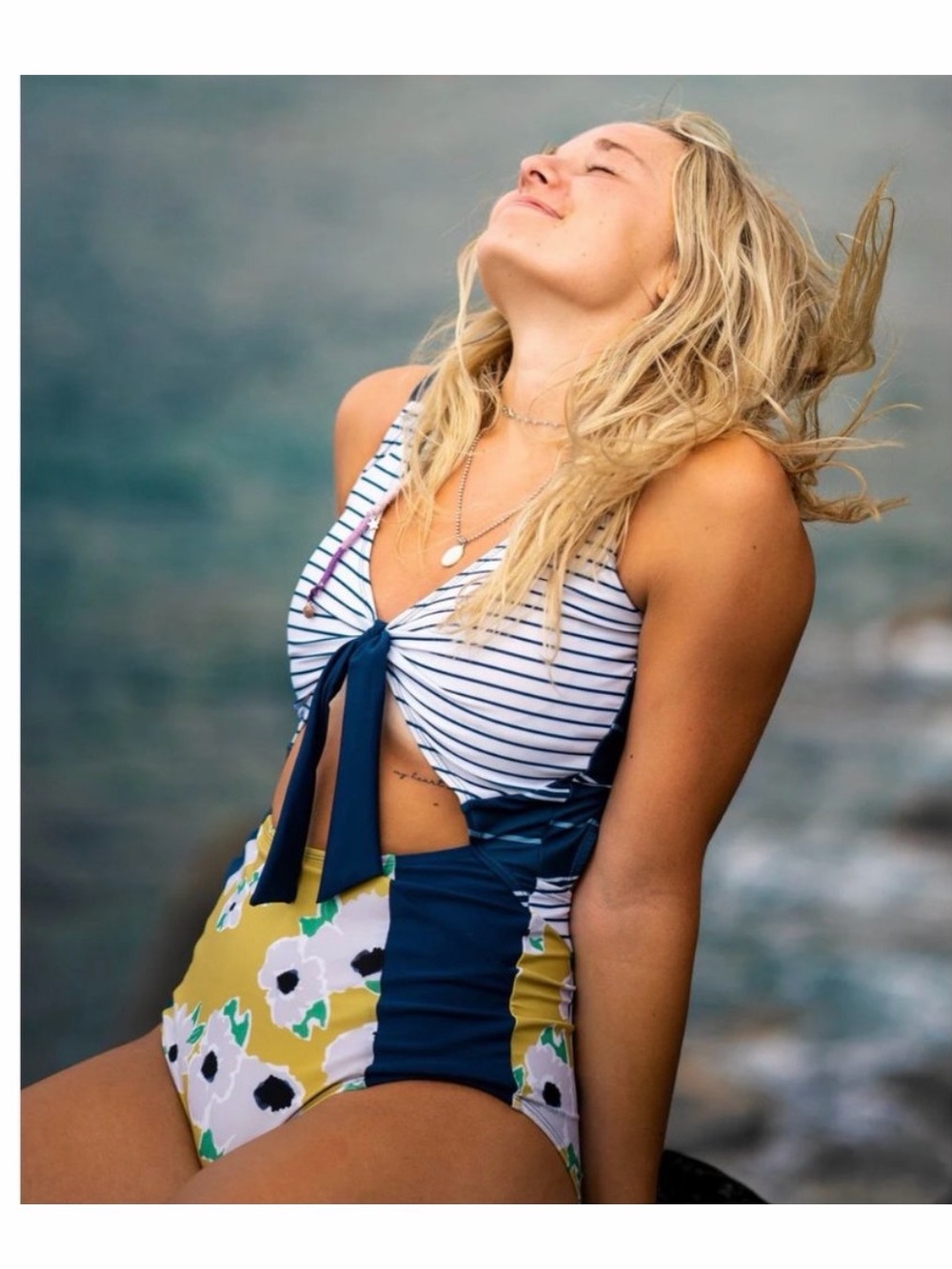 NWT Nani Swim Mara High Tide One Piece - Cut Out Floral Striped